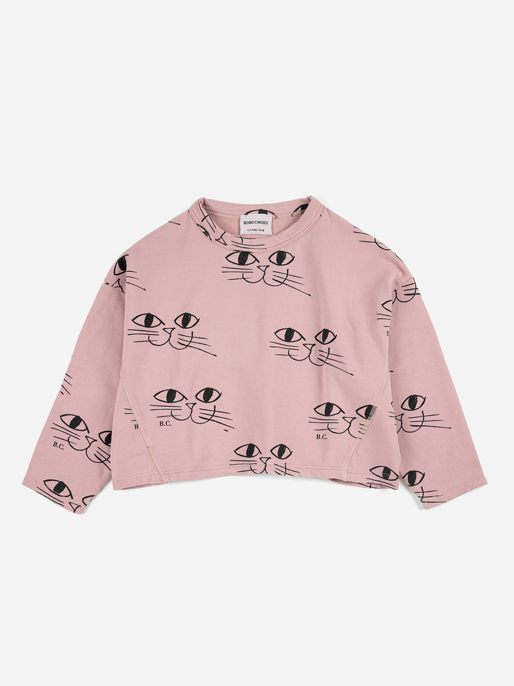 SUDADERA CROPPED GATO SONRIENTE BOBO CHOSES