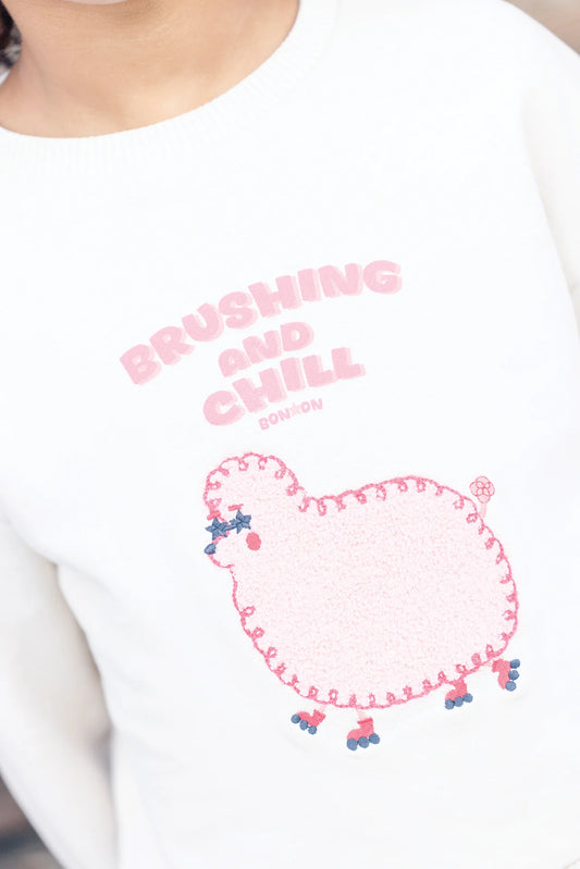 Sudadera Lys Brushing – Estilo Cocooning con Toque Divertido