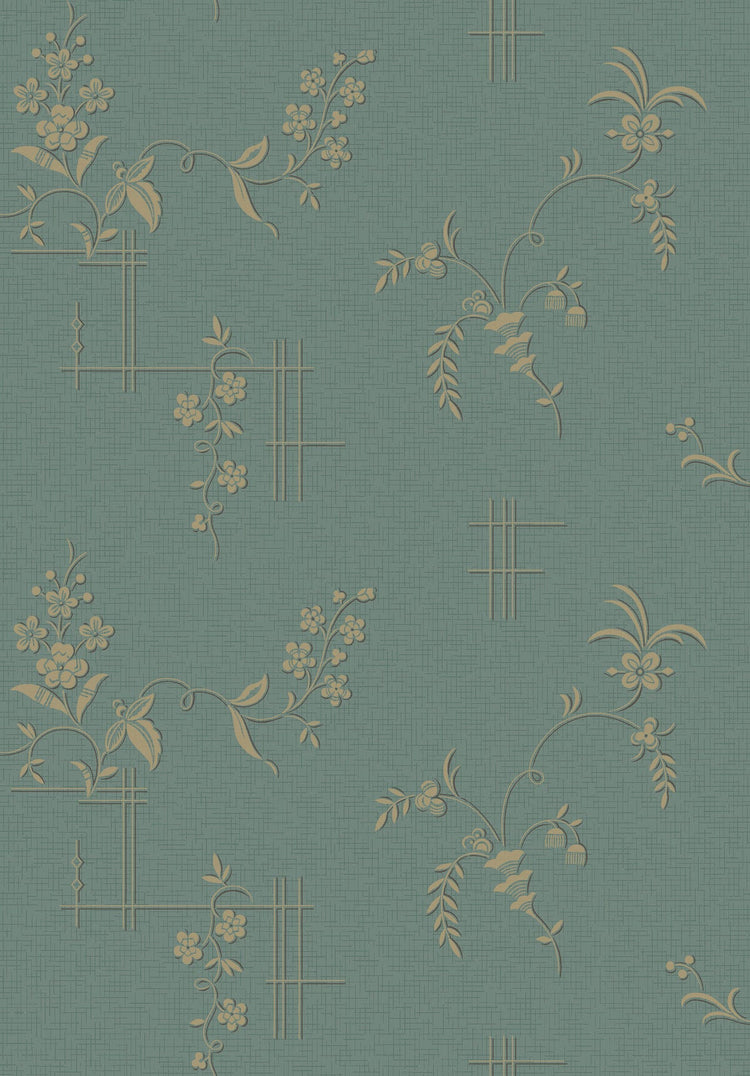 PAPEL PINTADO RETRO FLORAL GREEN
