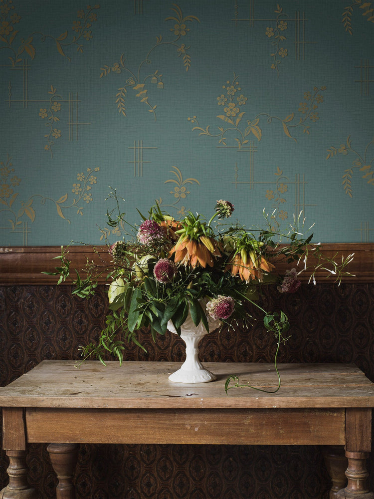 PAPEL PINTADO RETRO FLORAL GREEN