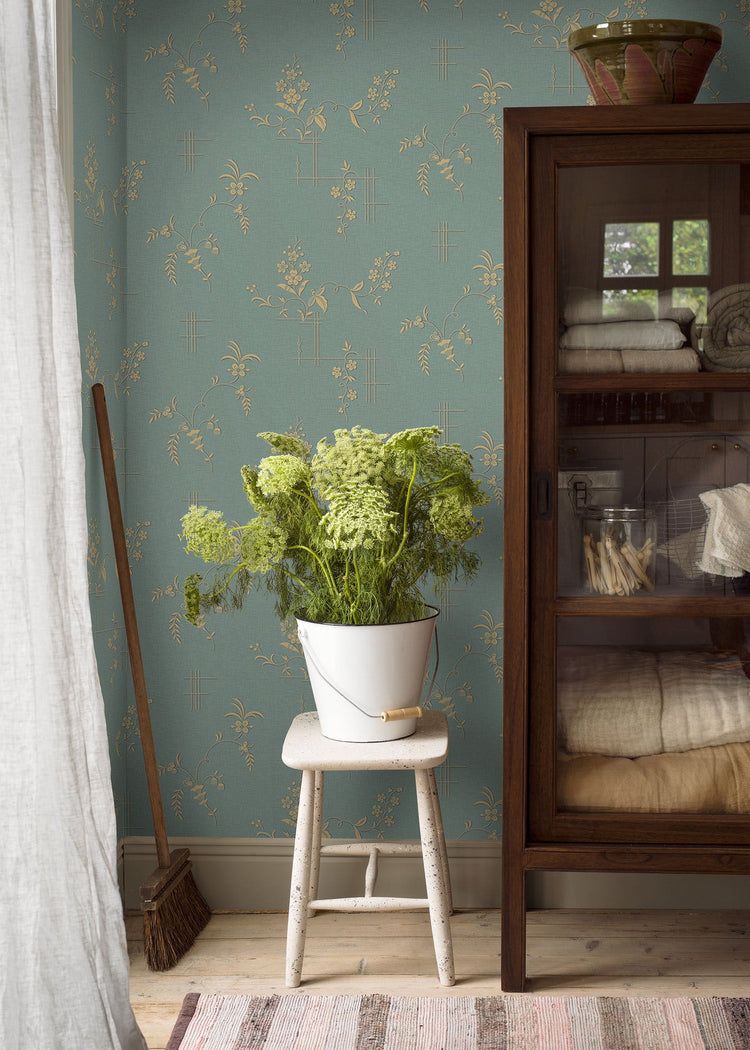 PAPEL PINTADO RETRO FLORAL GREEN