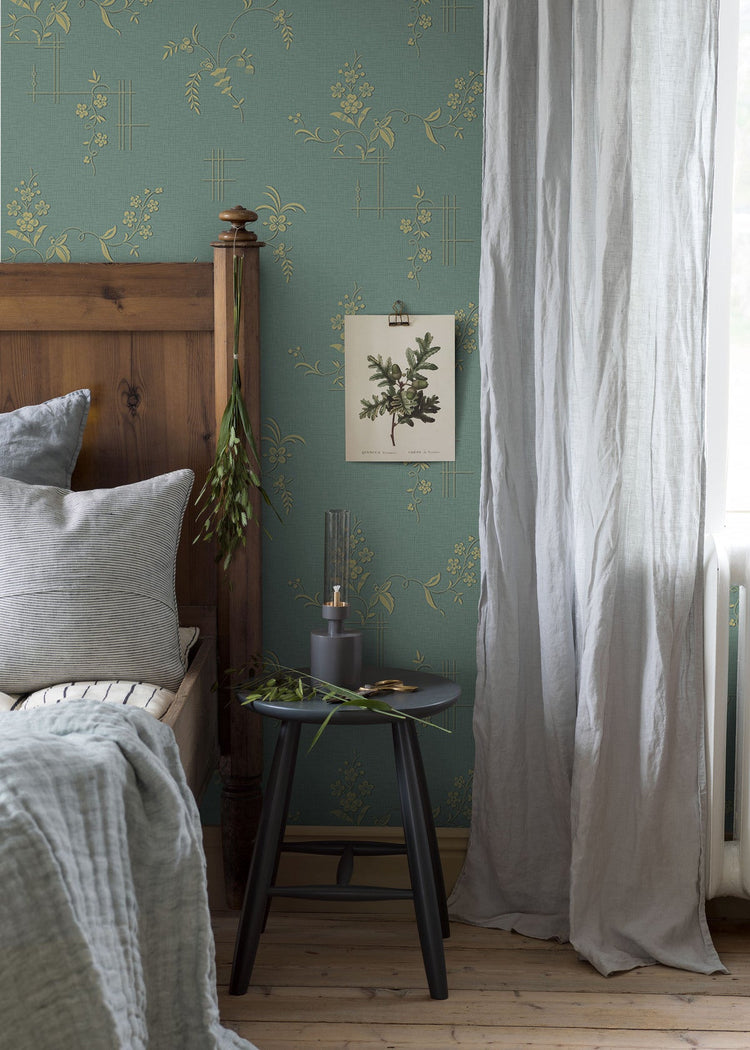 PAPEL PINTADO RETRO FLORAL GREEN