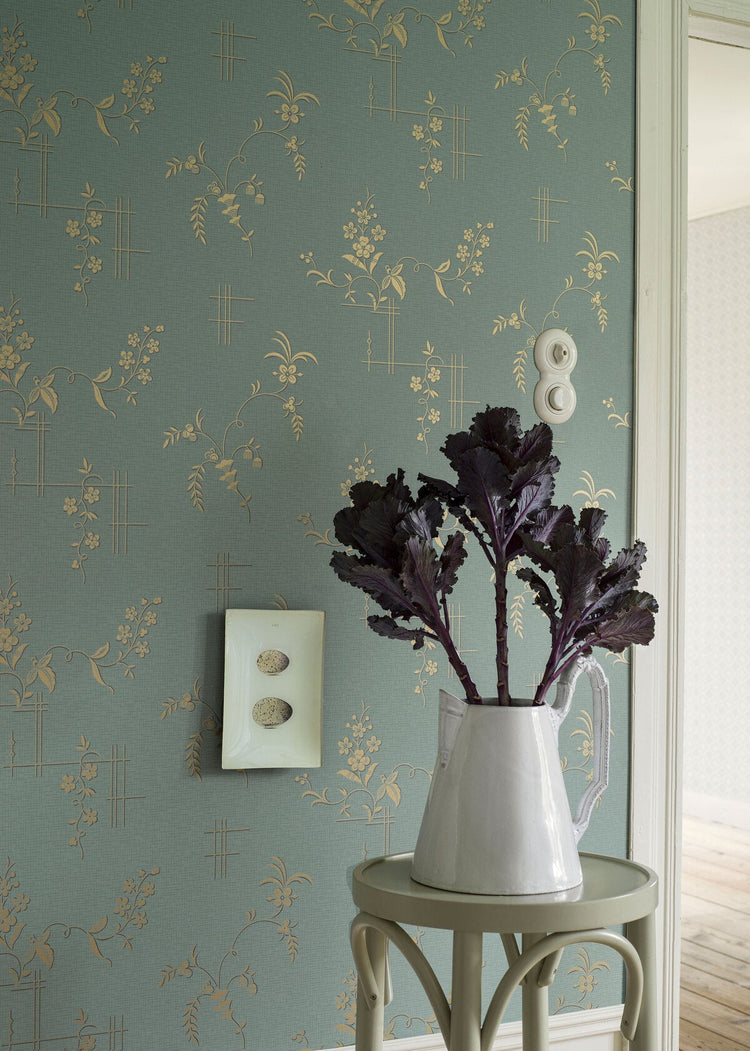 PAPEL PINTADO RETRO FLORAL GREEN