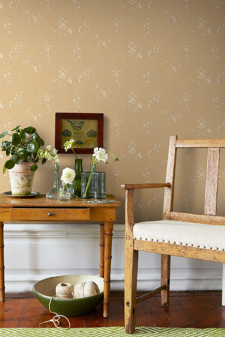 PAPEL PINTADO RETRO FLORAL YELLOW