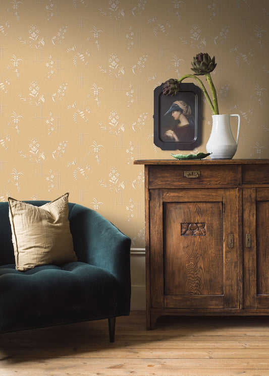 PAPEL PINTADO RETRO FLORAL YELLOW