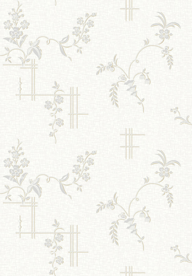 PAPEL PINTADO RETRO FLORAL BLANCO