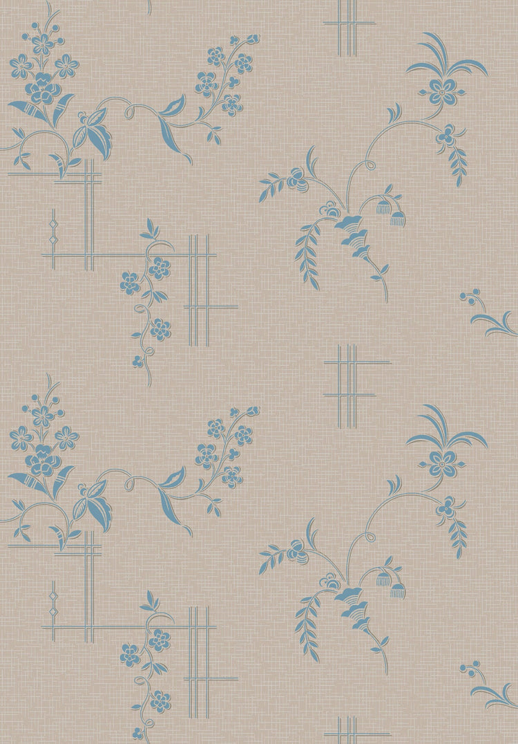 PAPEL PINTADO RETRO FLORAL BEIGE