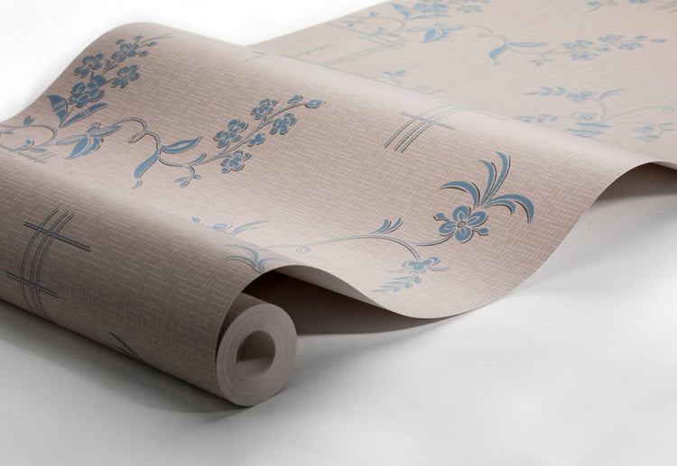 PAPEL PINTADO RETRO FLORAL BEIGE