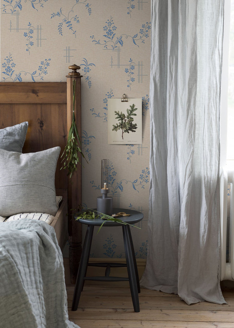 PAPEL PINTADO RETRO FLORAL BEIGE