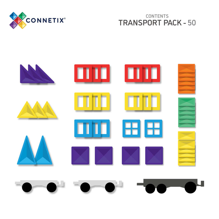 JUEGO CONSTRUCCIÓN MAGNÉTICO RAINBOW TRANSPORT 50 PIEZAS - CONNETIX