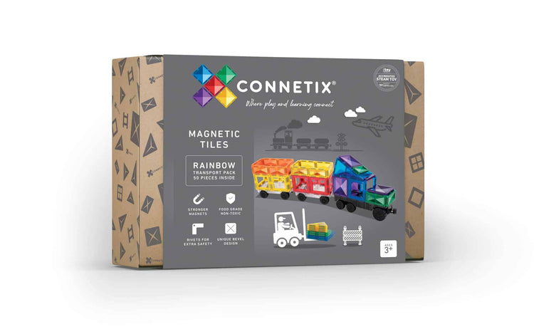 JUEGO CONSTRUCCIÓN MAGNÉTICO RAINBOW TRANSPORT 50 PIEZAS - CONNETIX