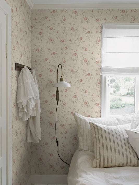 PAPEL PINTADO JARDÍN DE ROSAS BEIGE