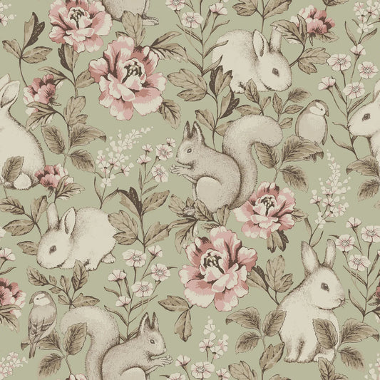 PAPEL PINTADO BOSQUE MÁGICO VERDE