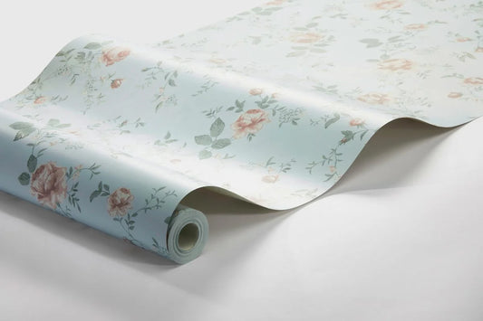 PAPEL PINTADO JARDÍN DE ROSAS AZUL