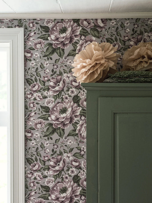 PAPEL PINTADO WILD ROSIE PURPLE