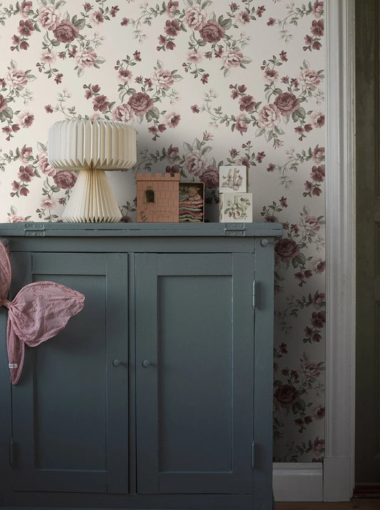 PAPEL PINTADO CAMPOS DE ROSAS NATURAL