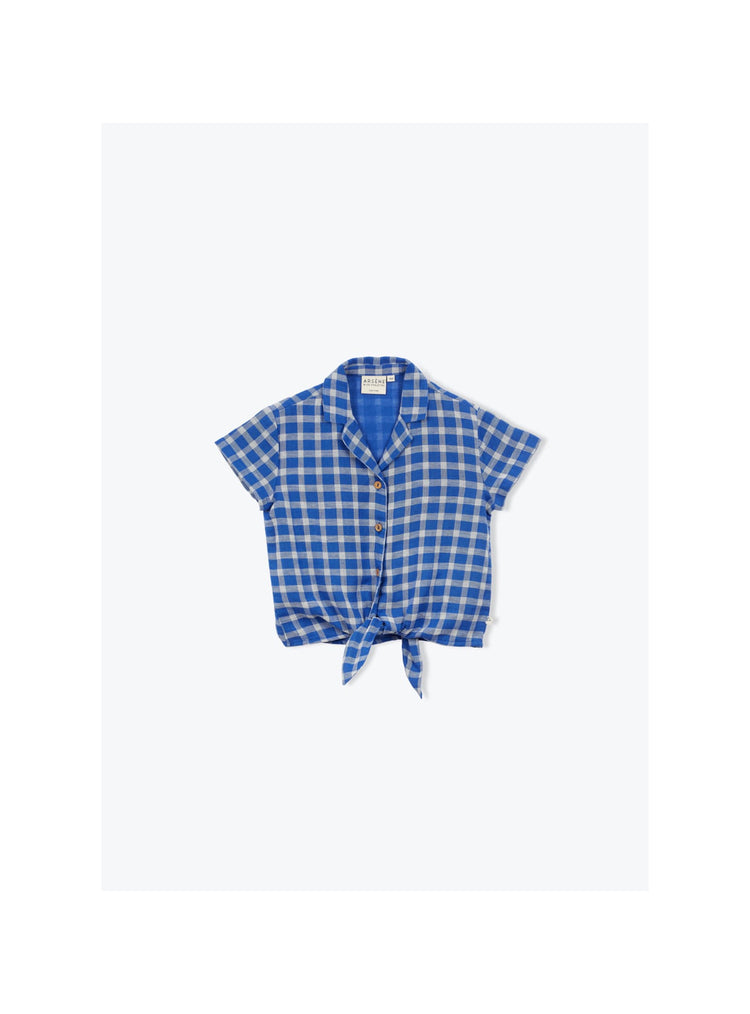 Camisa cuadros azul con lazo Arsène et les Pipelettes