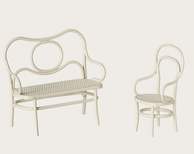 Set de café con mobiliario completo, Pequeño - Blanco hueso