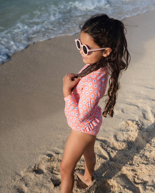 Bañador niña 2 piezas con protección solar Estampado Geometrico