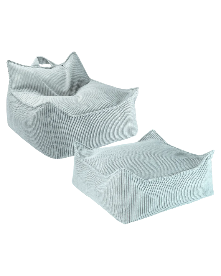 Peppermint Green Beanbag Chair and Ottoman Set