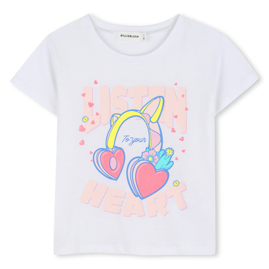 Camiseta de manga corta con ilustración brillante