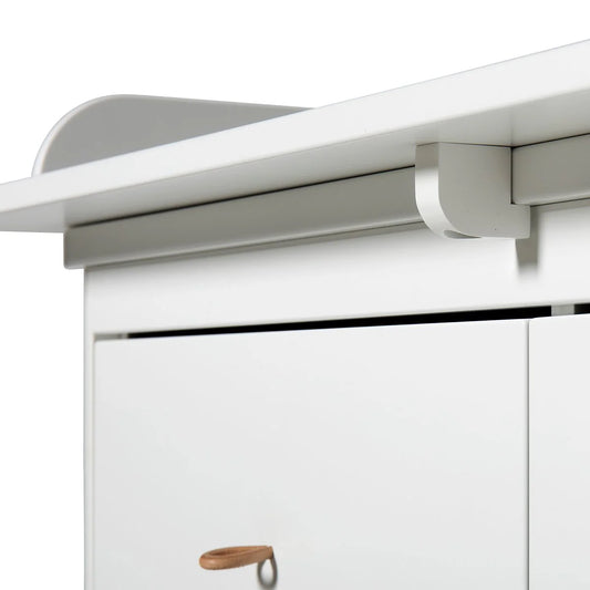 WOOD NURSERY DRESSERE 6 DRAWERS LARGE TOP ,WITE/OAK