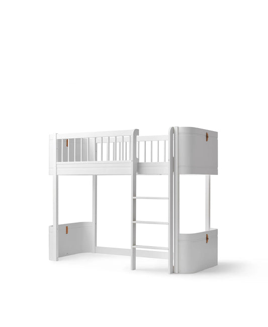 WOOD MINI + LOW LOFT BED, WHITE