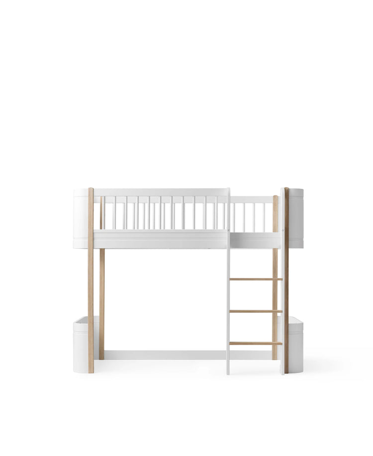 WOOD MINI + LOW LOFT BED, WHITE/OAK