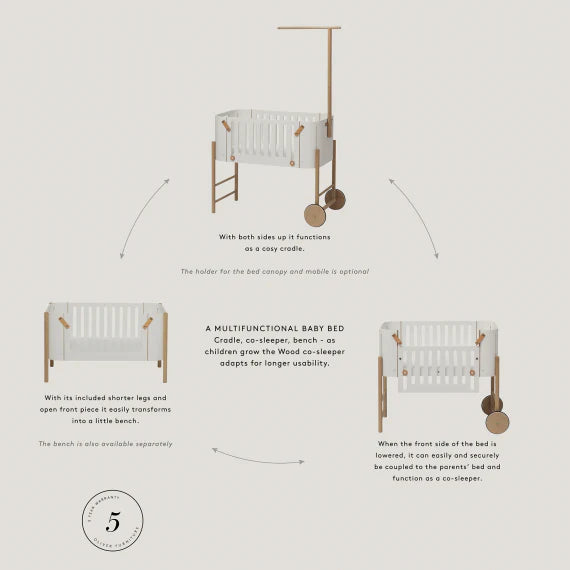 WOOD CO- SLEEPER INCL. BENCH CONVERSION, WHITE/OAK