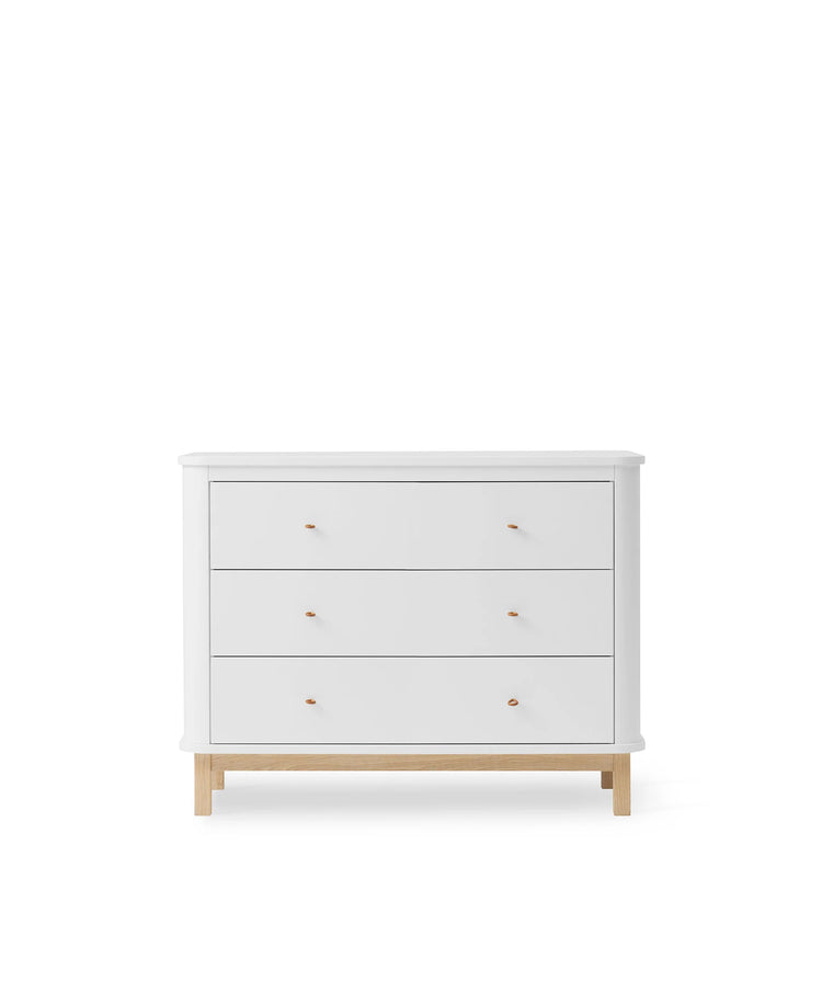 WOOD DRESSER 3 DRAWERS, WHITE/OAK