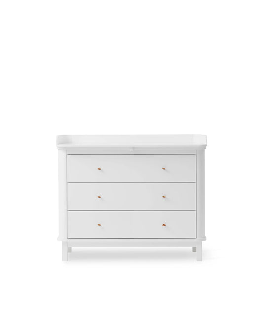 WOOD NURSERY DRESSER 3 DRAWERS, WHITE