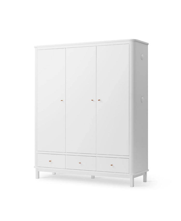 WOOD WARDROBE 3 DOORS, WHITE