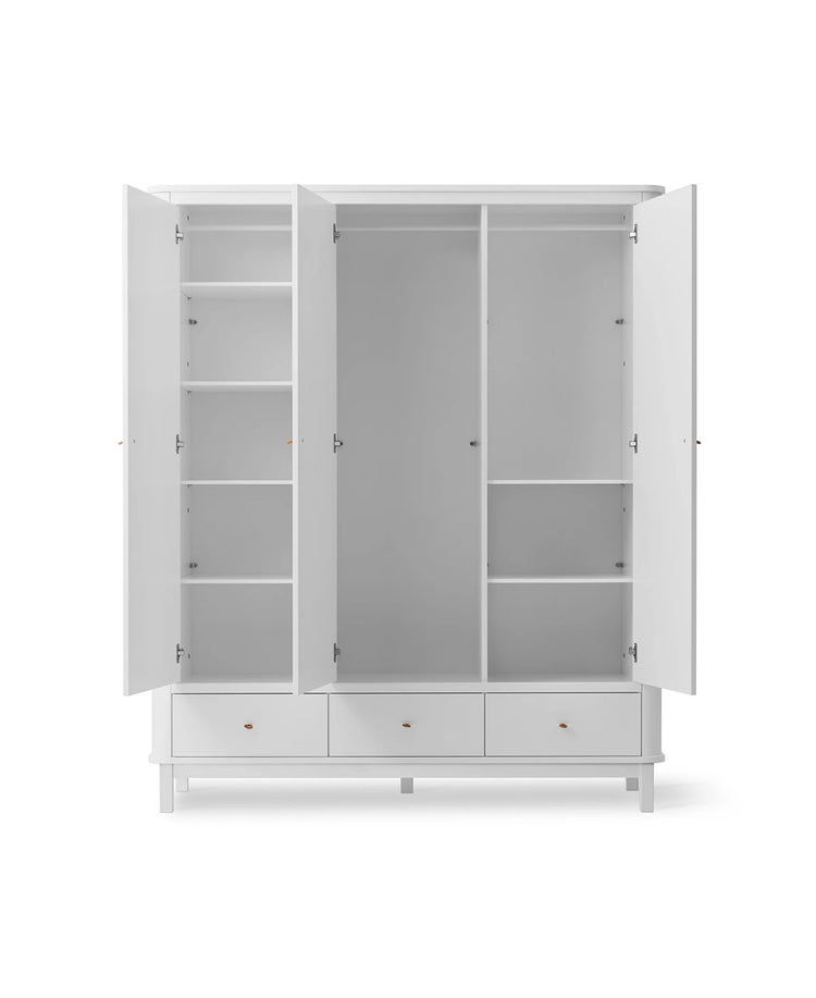 WOOD WARDROBE 3 DOORS, WHITE