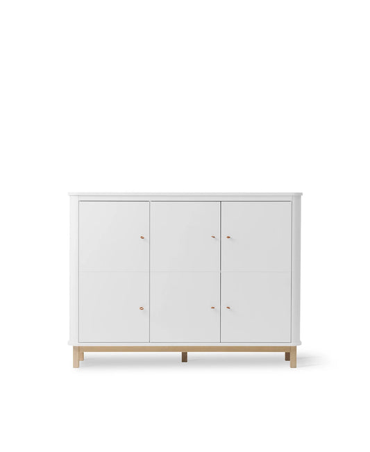 WOOD MULTI CUPBOARD 3 DOORS, WHITE/OAK