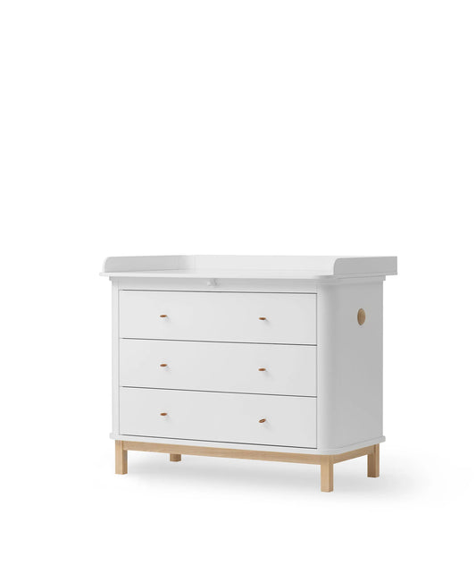 WOOD NURSERY DRESSER 3 DRAWERS, WHITE /OAK