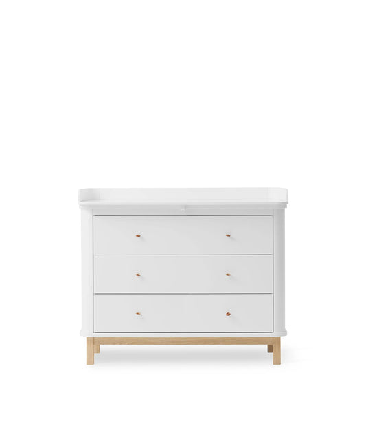 WOOD NURSERY DRESSER 3 DRAWERS, WHITE /OAK