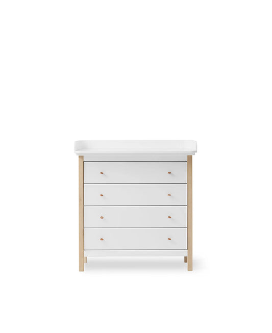 WOOD NURSERY DRESSER 4 DRAWERS, WHITE/OAK
