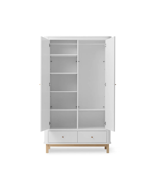 WOOD WARDROBE 2 DOORS, WHITE/OAK