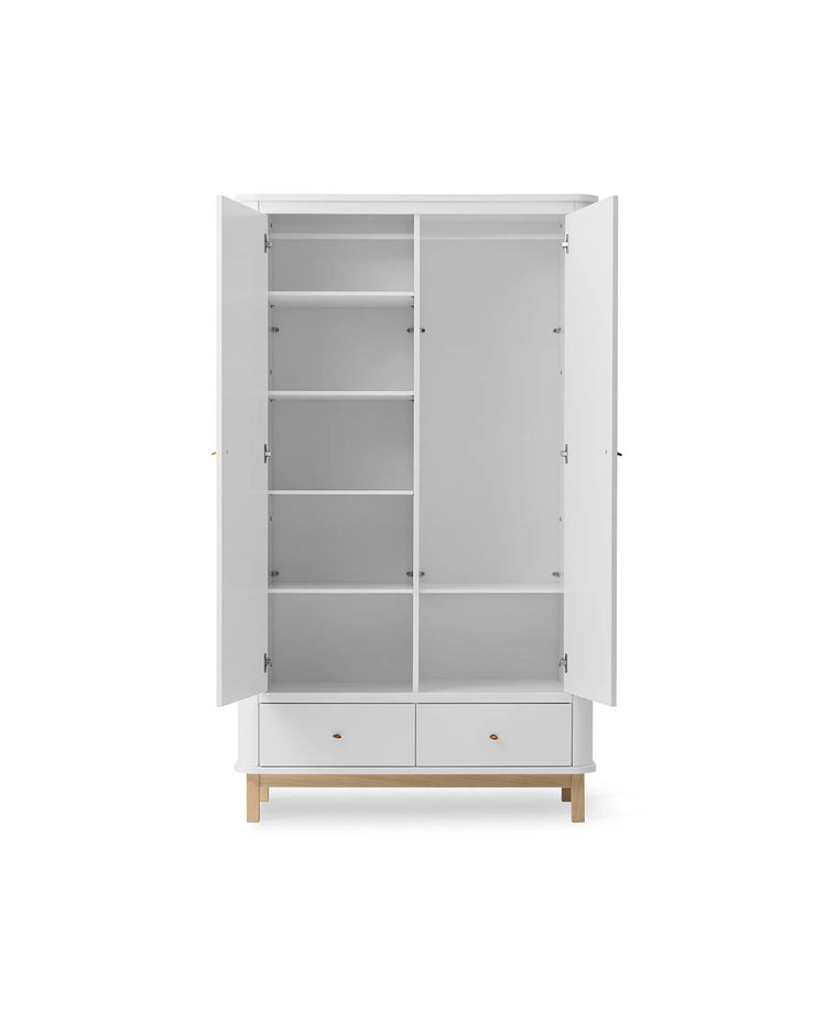 WOOD WARDROBE 2 DOORS, WHITE/OAK
