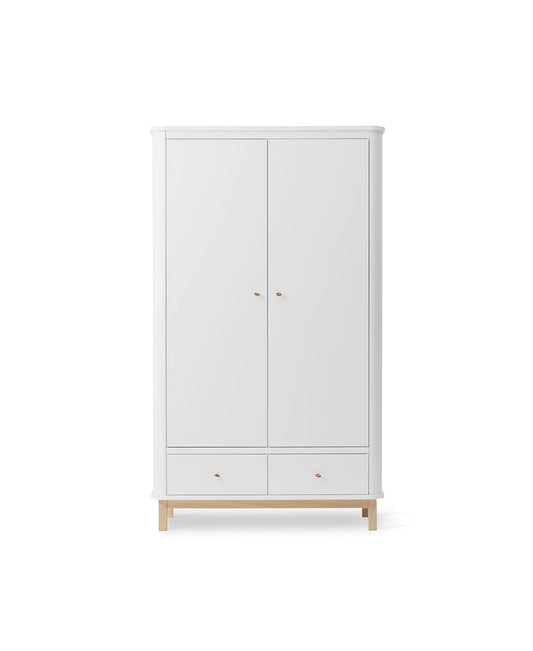 WOOD WARDROBE 2 DOORS, WHITE/OAK