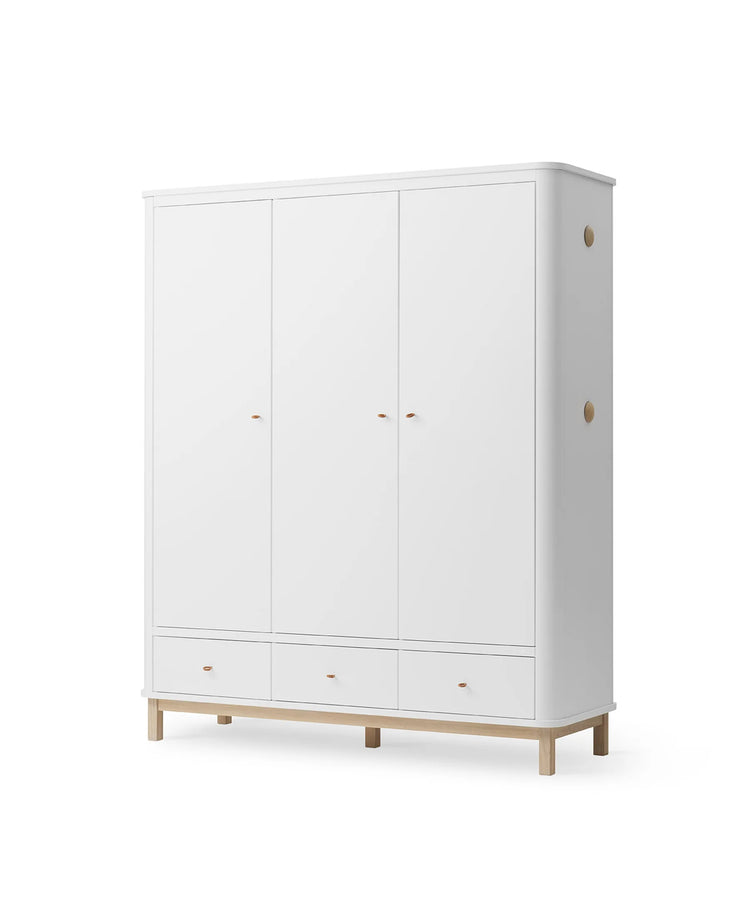WOOD WARDROBES 3 DOORS, WHITE/OAK