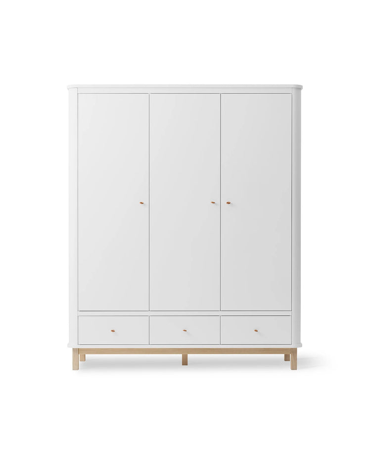 WOOD WARDROBES 3 DOORS, WHITE/OAK