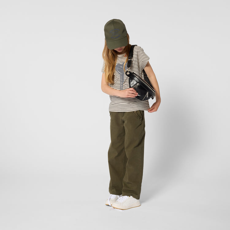 Camiseta manga corta con rayas y brillos