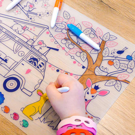 SET DE SILICONA PARA COLOREAR - FURGONETA DE LOS SUEÑOS