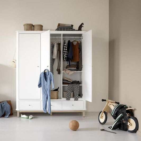 ARMARIO WOOD 3 PUERTAS BLANCO Y ROBLE