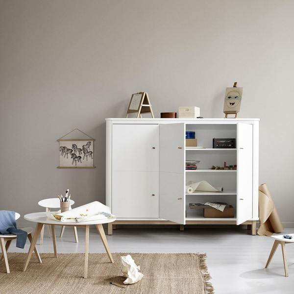 ARMARIO WOOD MULTI 3 PUERTAS BLANCO Y ROBLE