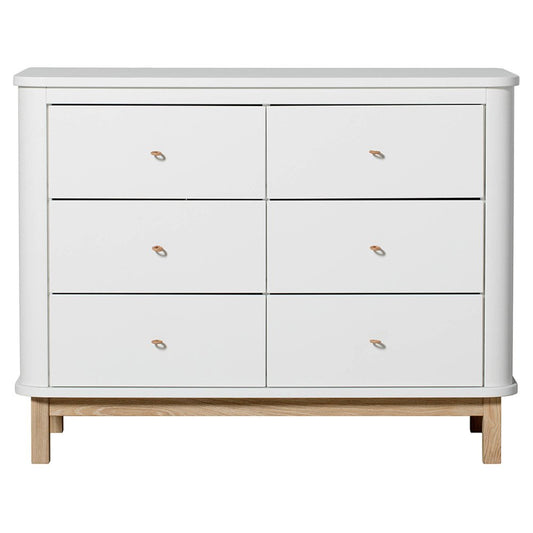 CÓMODA DE MADERA 6 CAJONES BLANCO Y ROBLE