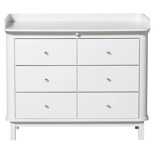 CÓMODA CAMBIADOR DE MADERA 6 CAJONES BLANCO
