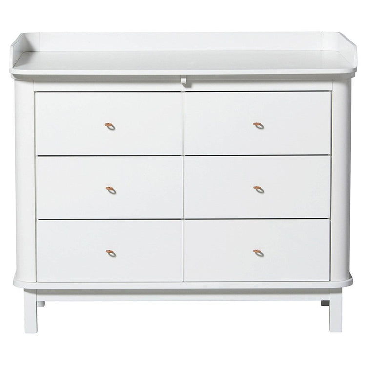 CÓMODA CAMBIADOR DE MADERA 6 CAJONES BLANCO