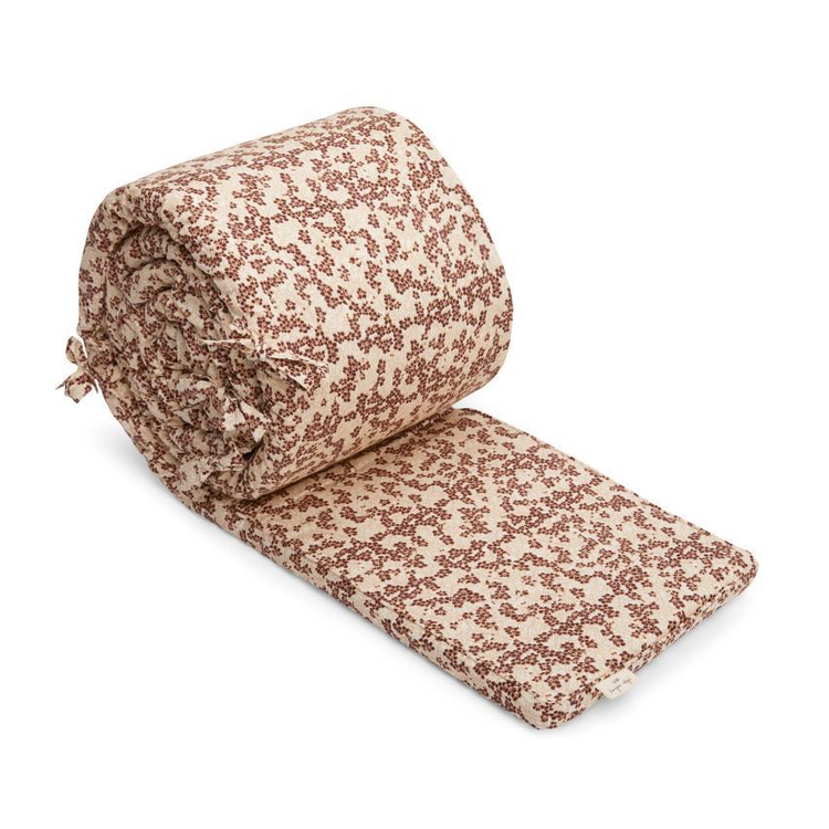 PROTECTOR DE CUNA ALGODÓN BIOLÓGICO WINTER LEAVES DARK RED